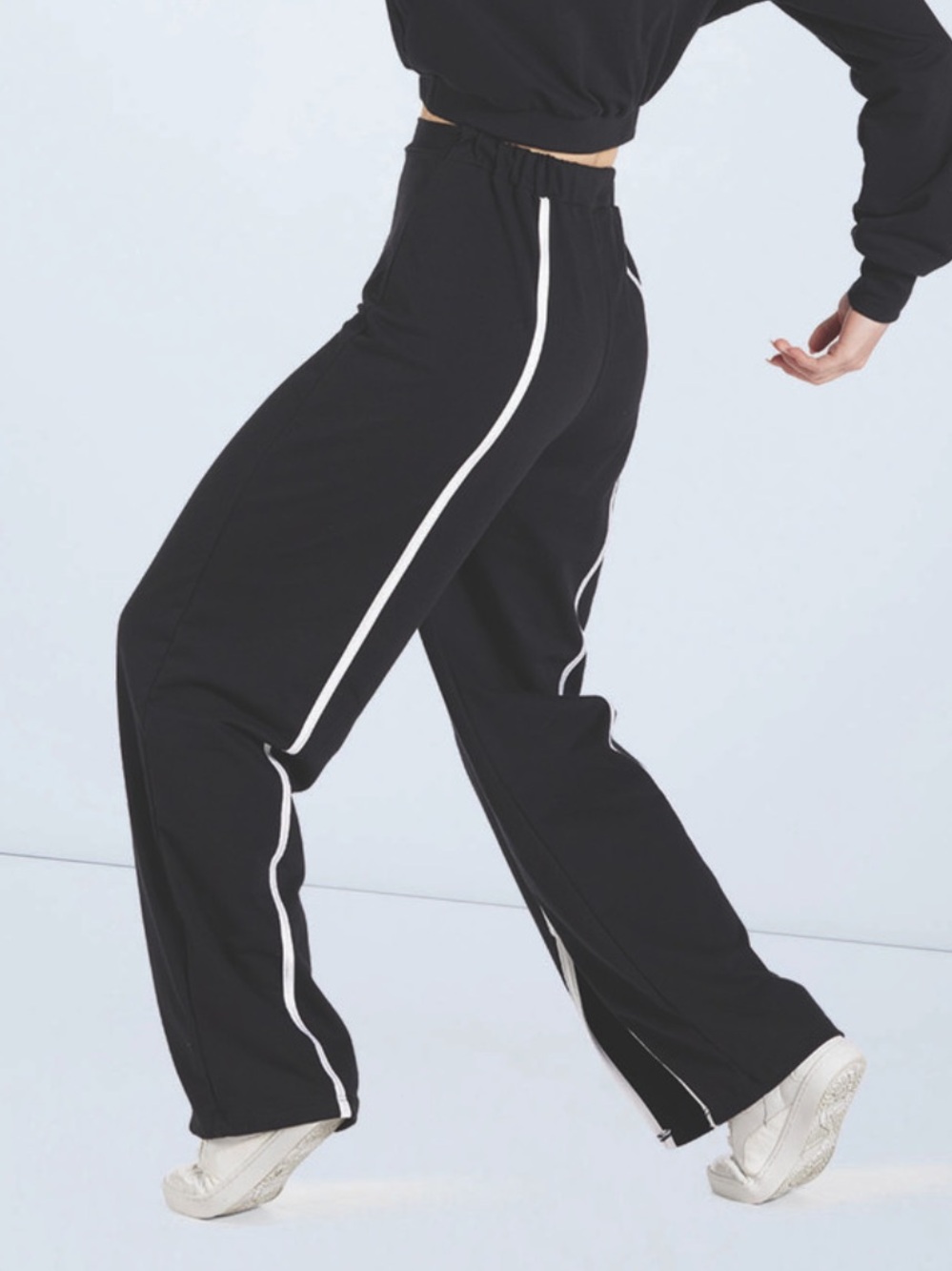 Weissman Balera French Terry Split-Front Pants Black White Size Medium Adult NEW